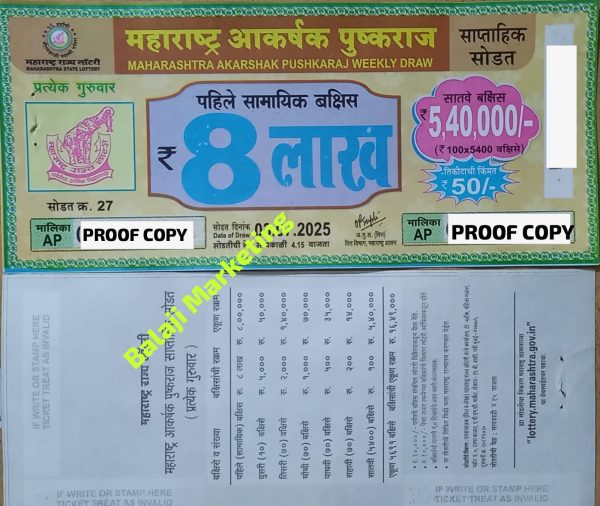 Maharashtra AKARSHAK PUSHKRAJ Weekly Lottery Draw 04:15Pm 09 October 2025(Singles)