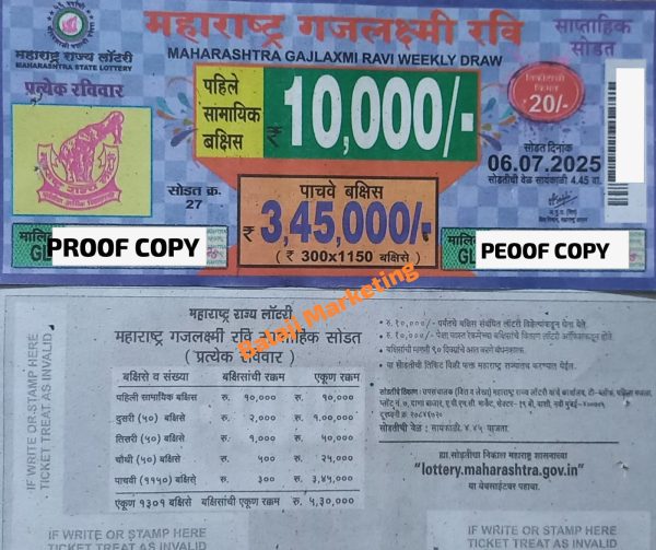 Maharashtra GAJHLAXMI RAVI Weekly Lottery Draw 04:45Pm 05 October 2025(5Series)